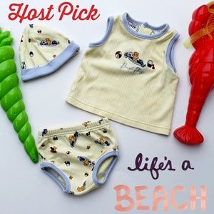 🎈Cute Beach Play 3-6 mth Scooters 3 piece outfit